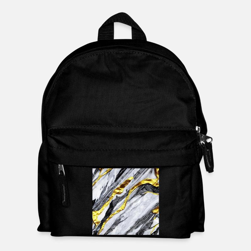 Marmorgold Struktur - Kinder Rucksack - Schwarz
