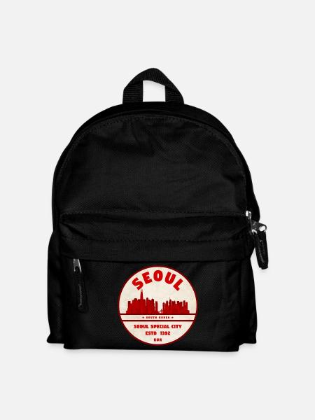 Seoul Skyline Vintage Emblem - Kinder Rucksack - Schwarz