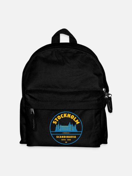 Stockholm Skyline Abzeichen Blau Gelb - Kinder Rucksack - Schwarz