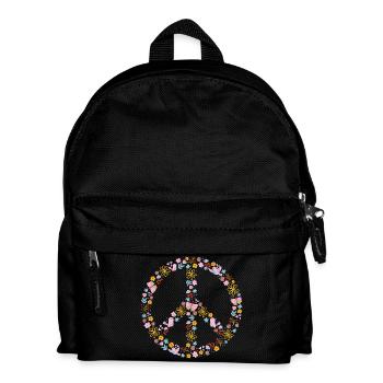 Blumenpeace Peacezeichen Muster - Kinder Rucksack - Schwarz - Vorne