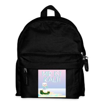 Mir ist kalt - Eisbär in Winterkleidung - STRAND - Kinder Rucksack - Schwarz - Vorne