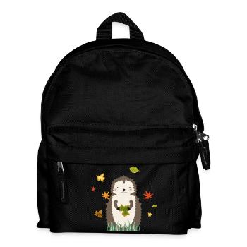 niedlicher Igel im Herbst mit Herbstlaub - Kinder Rucksack - Schwarz - Vorne