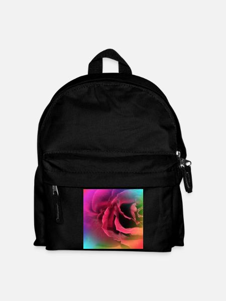 Creative multicolored photo of a rose - Kids' Backpack - black