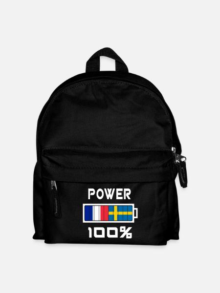 Power 100% Schweden und Frankreich - Kinder Rucksack - Schwarz