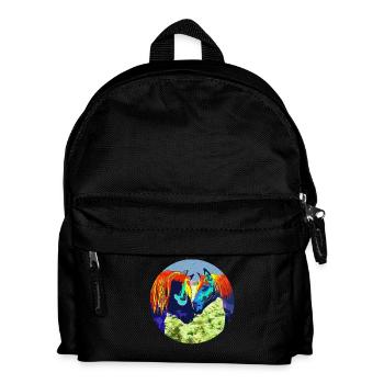 Pferdepaar Popart Kreisdesign - Kinder Rucksack - Schwarz - Vorne