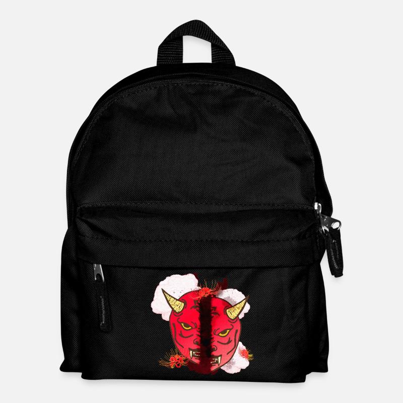 spinnen lilien, oni maske hälften - Kinder Rucksack - Schwarz