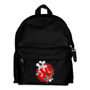 japanische kunst, Koi Karpfen schwarz weiß - Kinder Rucksack - Schwarz - Vorne