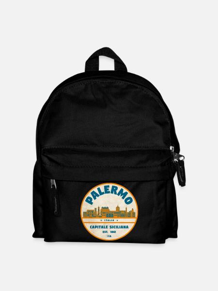 Palermo Retro Stadtlogo rund - Kinder Rucksack - Schwarz