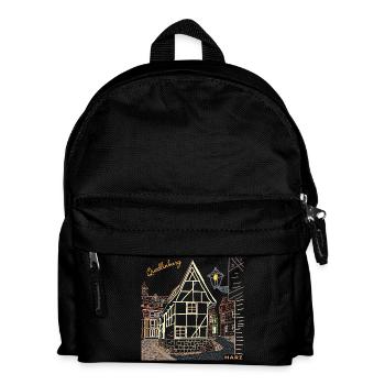 Quedlinburg line drawing, Harz, Germany - Kids' Backpack - black - Front