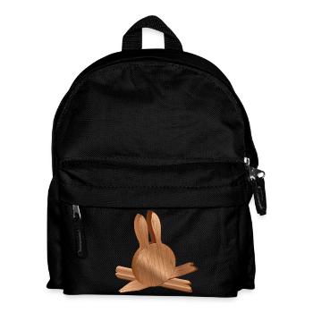 Rabbit head in wood look with wood grain - Kids' Backpack - black - Front