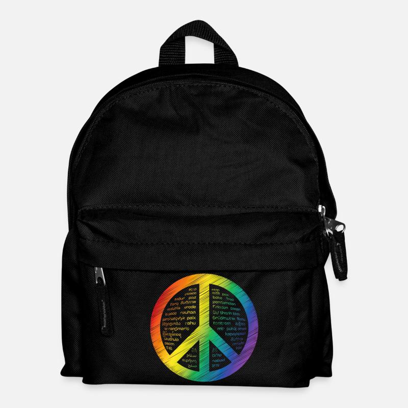 Leuchtendes Friedenszeichen - Kinder Rucksack - Schwarz