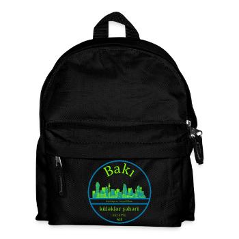 Conception de cercle de la skyline de Bakou avec vert néon - Sac à dos Enfant - noir - Devant