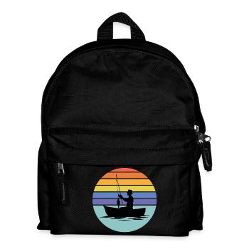 Angeln, Fischer, Angelrute - Kinder Rucksack - Schwarz - Vorne