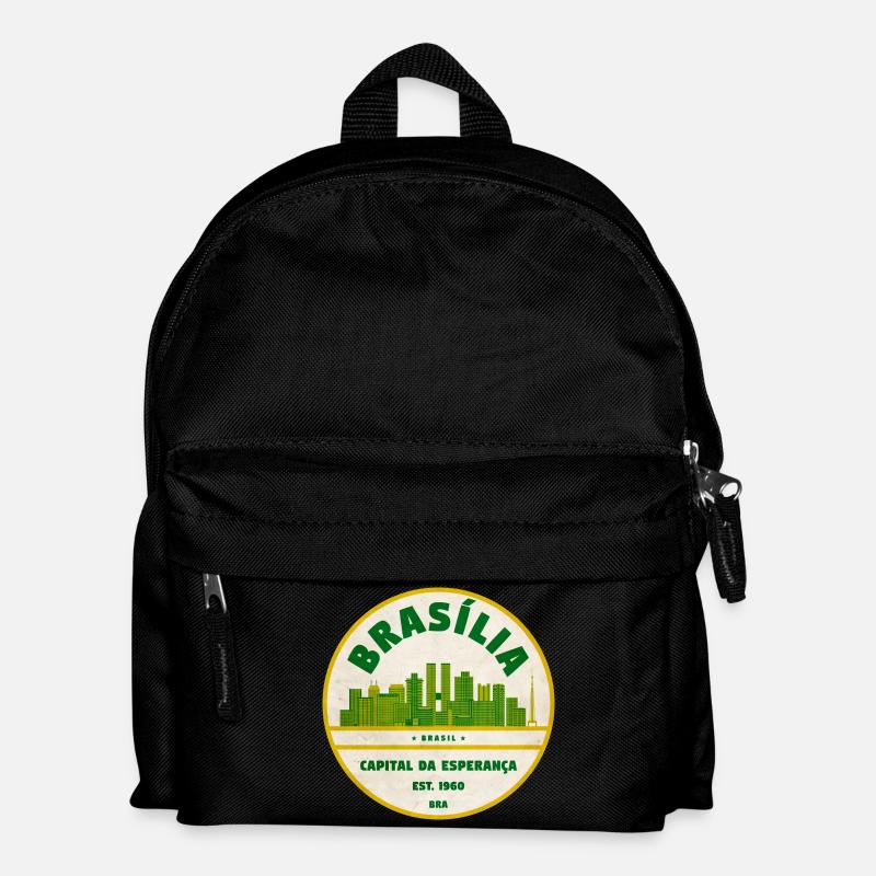 Brasília Skyline Retro Emblem - Kinder Rucksack - Schwarz