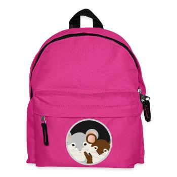 two cute mice together in the mouse hole - Kids' Backpack - fuchsia - Front