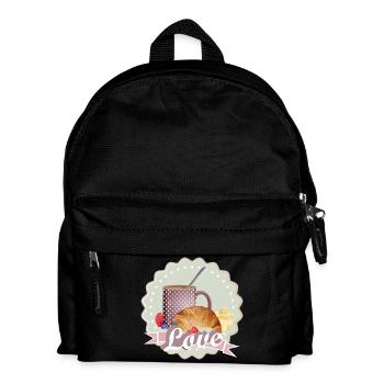 Breakfast with love,croissant,coffee and berries - Kids' Backpack - black - Front