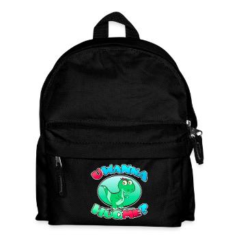 🦖 U WANNA HUG ME Dinosaurier - Kinder Rucksack - Schwarz - Vorne