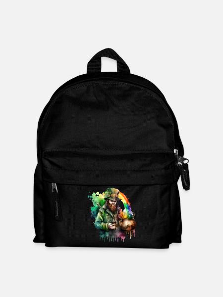 Leprechaun Wasserfarben mit Hut und Regenbogentopf - Kinder Rucksack - Schwarz