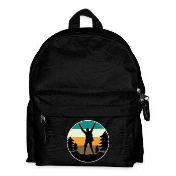 Berggipfel Wanderer Wanderung Bergsteigen Klettern - Kinder Rucksack - Schwarz - Vorne