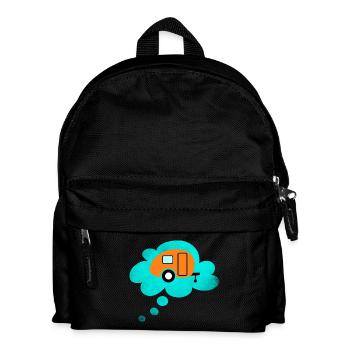 Caravan Wolke Denkblase Camping Retro Wohnwagen - Kinder Rucksack - Schwarz - Vorne