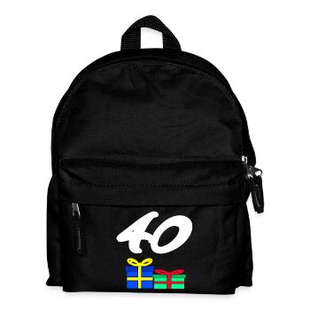 gratulieren, 40 Geschenke bunt - Kinder Rucksack - Schwarz - Vorne