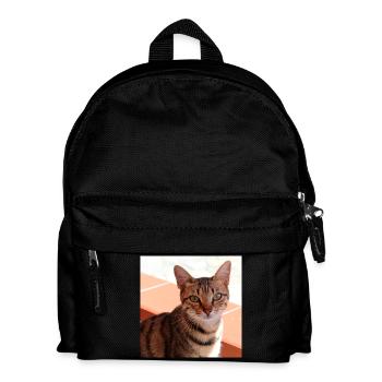 Katze Kätzchen Poster quadratisch Katzenposter - Kinder Rucksack - Schwarz - Vorne