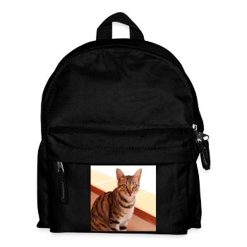 Katze Kätzchen Poster quadratisch Katzenposter - Kinder Rucksack - Schwarz - Vorne