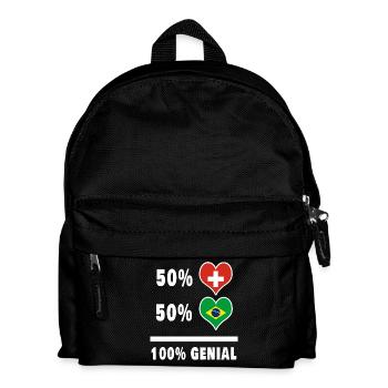 Brasilien und Schweiz 100% Genial Flagge - Kinder Rucksack - Schwarz - Vorne