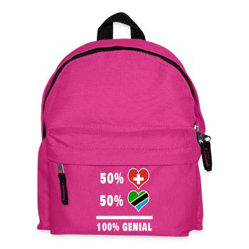 Ruanda und Schweiz 100% Genial Flagge - Kinder Rucksack - Fuchsia - Vorne