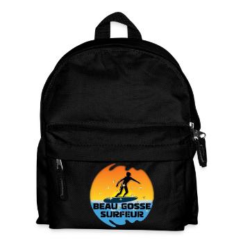 beau gosse surfeur soleil dégradé océan - Sac à dos Enfant - noir - Devant