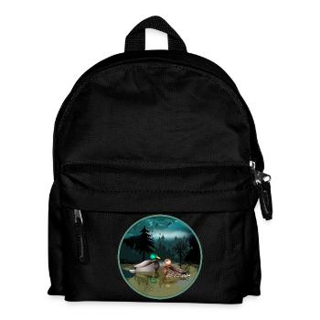 Duck couple in duck pond at night & moonlight - Kids' Backpack - black - Front