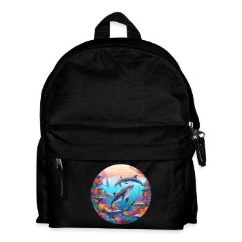 Monde des dauphins sous-marins dans le récif - Sac à dos Enfant - noir - Devant