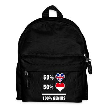 Indonesien und Großbritannien 100% Genius Flagge - Kinder Rucksack - Schwarz - Vorne