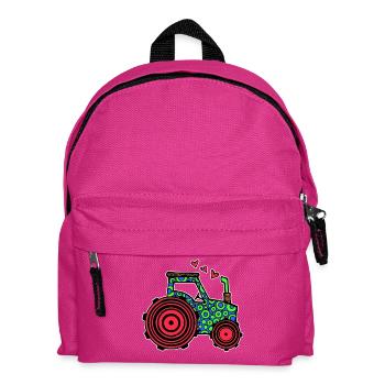 Tractor Heart Commercial Vehicle Country Life Farmer Field - Kids' Backpack - fuchsia - Front