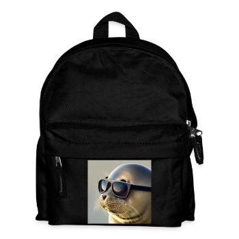 Seehund mit Sonnenbrille - Kinder Rucksack - Schwarz - Vorne