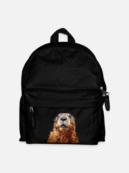 Murmeltier schaut erschreckt - Kinder Rucksack - Schwarz