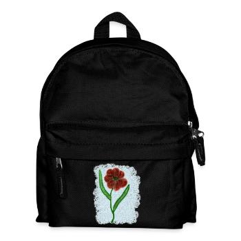 Rusty Red Flower with Green Leaves - Kids' Backpack - black - Front