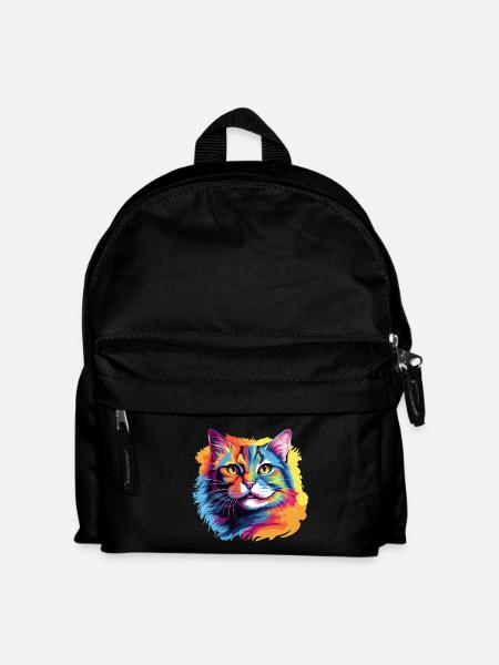 Pop Art Cat – Colorful Cat in a Frenzy of Color - Kids' Backpack - black
