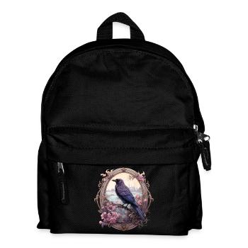 Rabe in einem romantischen ovalen Rahmen - Kinder Rucksack - Schwarz - Vorne