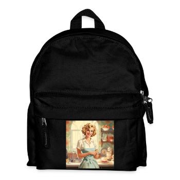 Vintage Hausfrau 50er Jahre - Retro Küche & Backen - Kinder Rucksack - Schwarz - Vorne