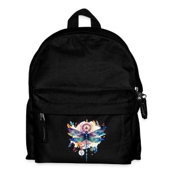 Hippie capteur de rêves avec coiffe de plumes et libellule - Sac à dos Enfant - noir - Devant