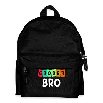 Geschwister Großer Bruder Spruch Bruderherz - Kinder Rucksack - Schwarz - Vorne
