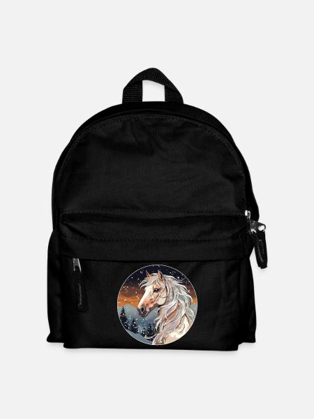 Pferd im Winter - Kinder Rucksack - Schwarz