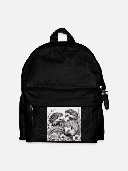 Igel-Familie - Kinder Rucksack - Schwarz
