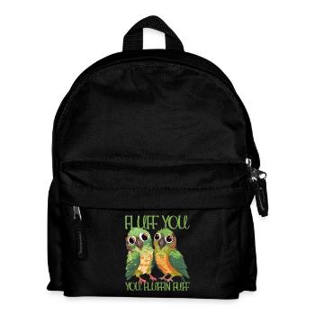 Fluff du du fluffin fuff Sittich Papagei Design - Kinder Rucksack - Schwarz - Vorne