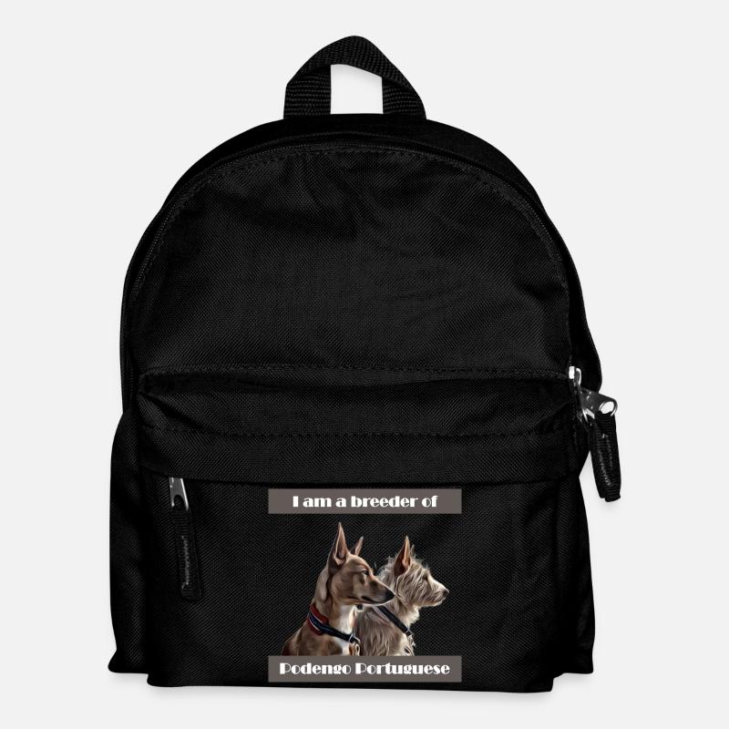 Ich bin Züchter von Podengo Portugiesisch - Kinder Rucksack - Schwarz