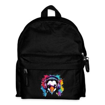 Pingouin avec écouteurs, pingouins, animaux, animaux de zoo - Sac à dos Enfant - noir - Devant