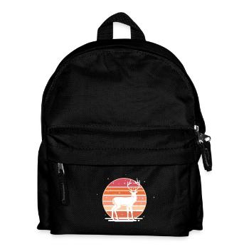 Retro Sunset Deer - Kinder Rucksack - Schwarz - Vorne