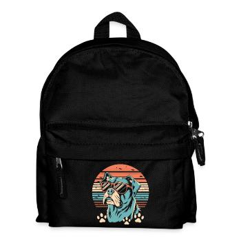 Retro Sunset Hund mit Sonnenbrille - Kinder Rucksack - Schwarz - Vorne