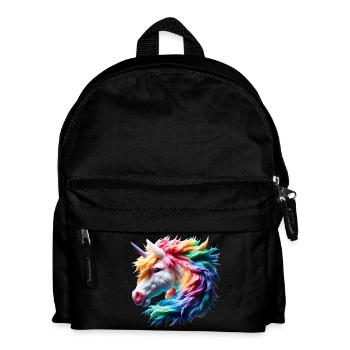 Bunter Einhornkopf - Kinder Rucksack - Schwarz - Vorne